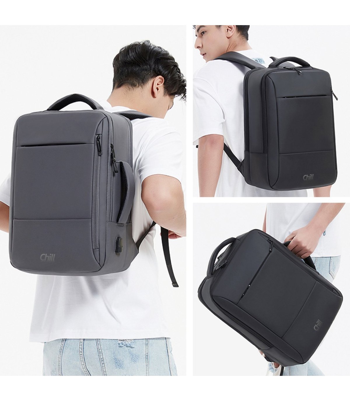 Chill Voyage ryggsekk (svart) | Regntett | USB-port | Tyverisikring | Nordisk design