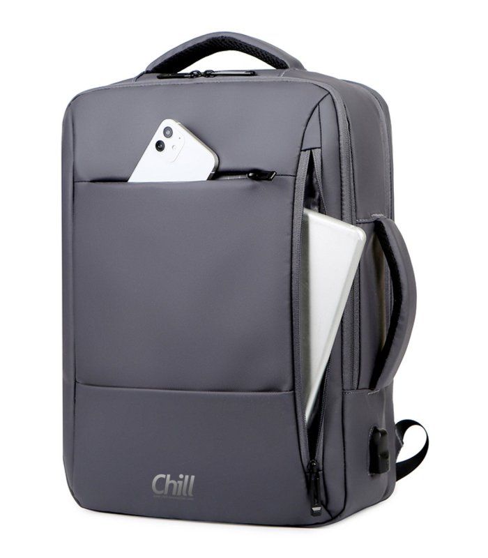 Billede af Chill Voyage vandafvisende Rygsæk / Backpack, USB-port, Grå