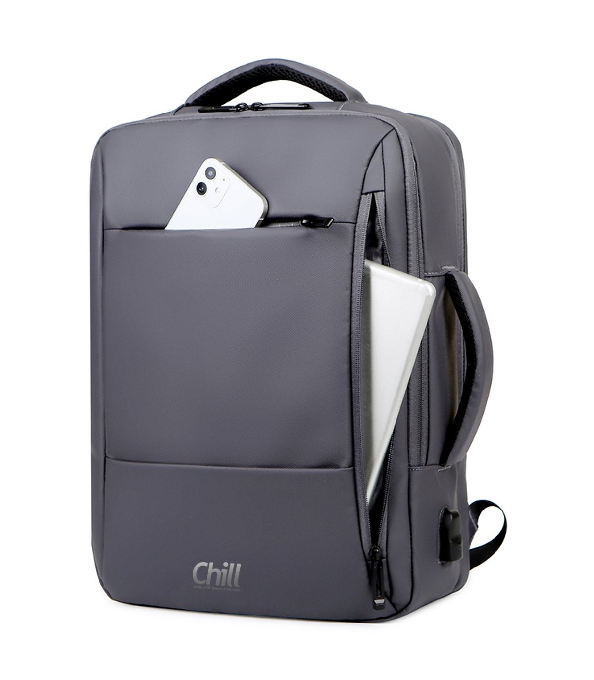 Chill Voyage Ryggsäck (Grå) | Regntät | USB-port | Stöldskydd | Nordisk Design