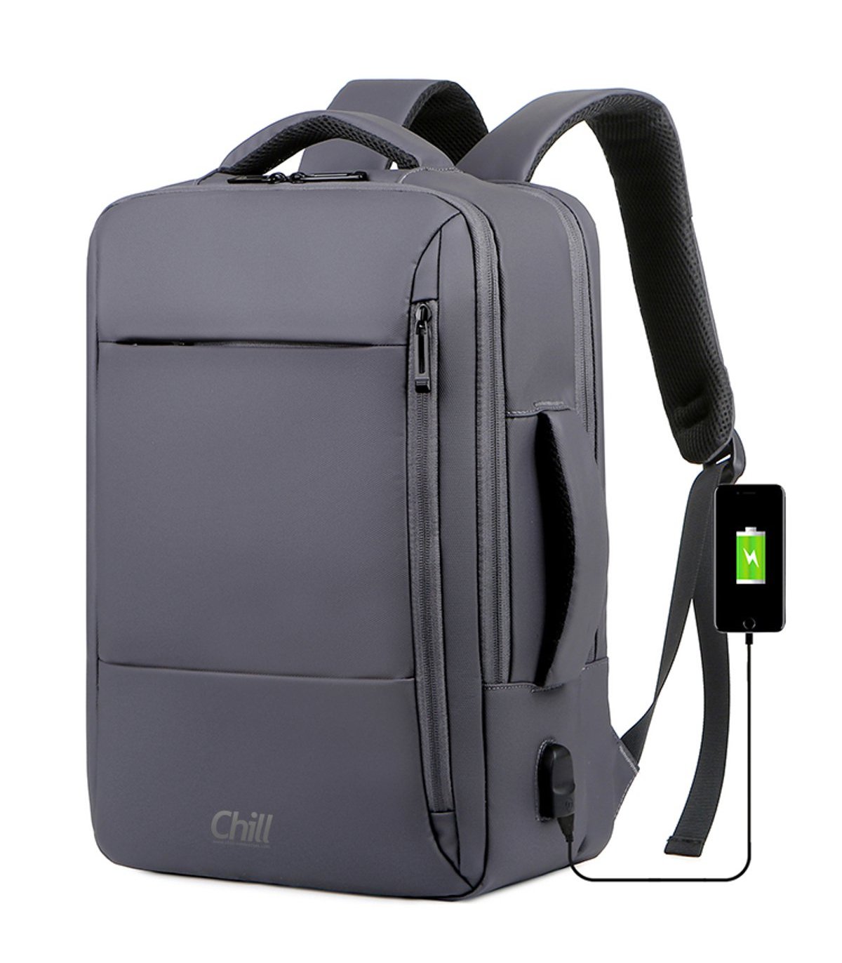 Chill Voyage vandafvisende Rygsæk / Backpack, USB-port, Grå | Dansk Design