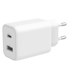 Deltaco 2-port 33W USB Lader med USB-A + USB-C PD, PPS, CE