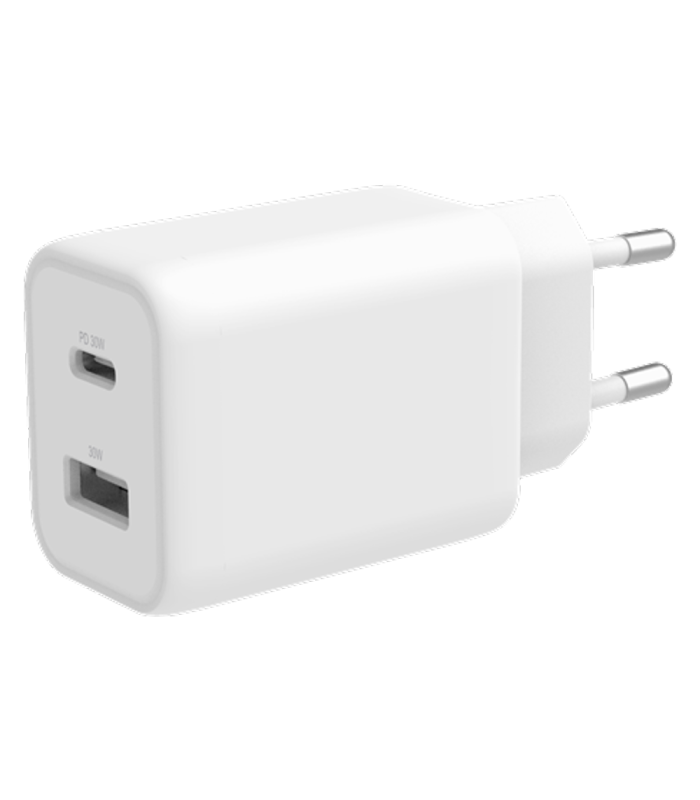 Deltaco 2-port 33W USB oplader med USB-C PD, PPS, SFC, CE/EU