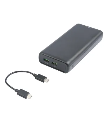 Deltaco 20000mAh USB-C PD 60W Strømbank, LED Display, Svart