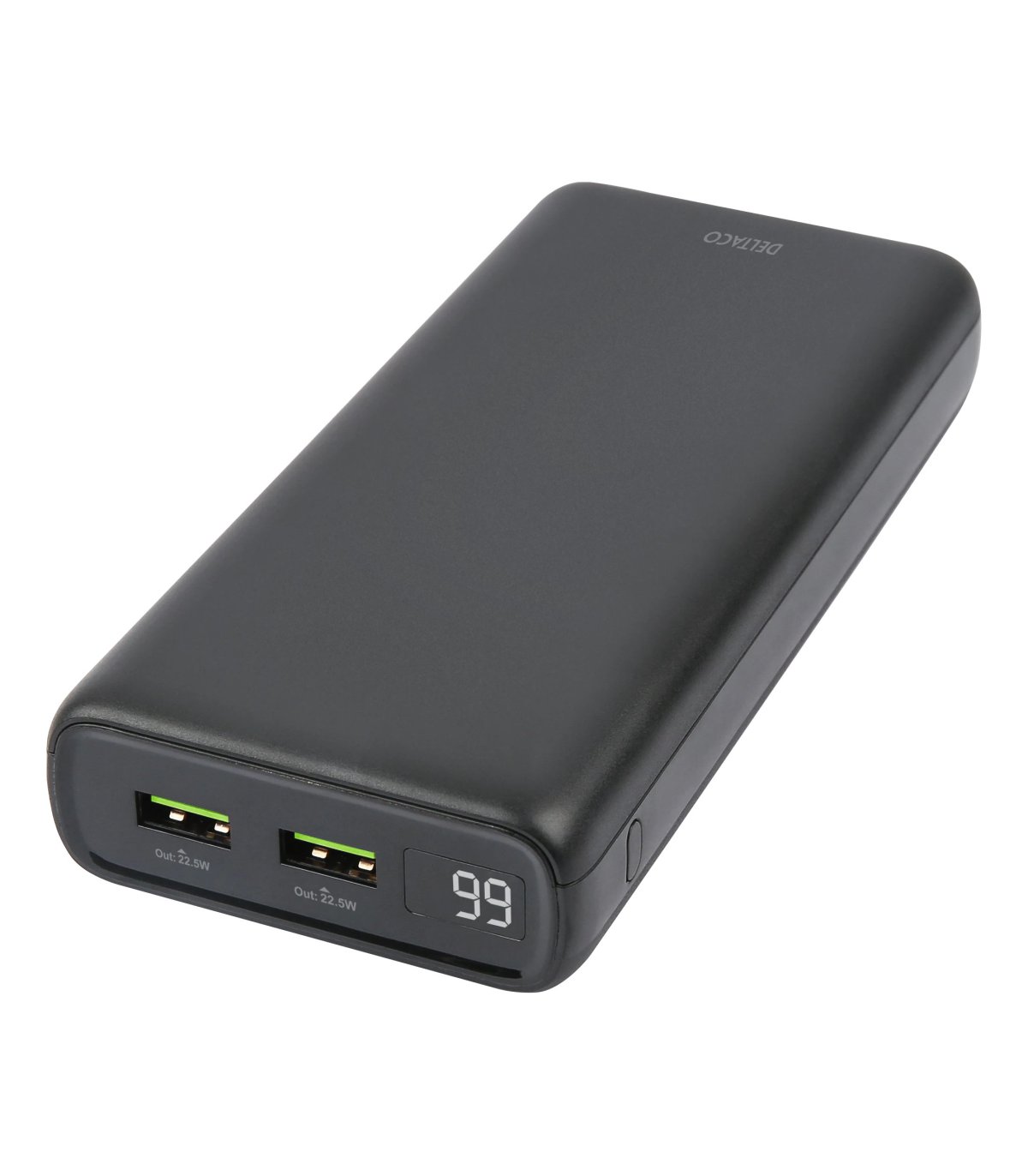 Deltaco 20000mAh USB-C PD 60W PowerBank, LED-display, Svart