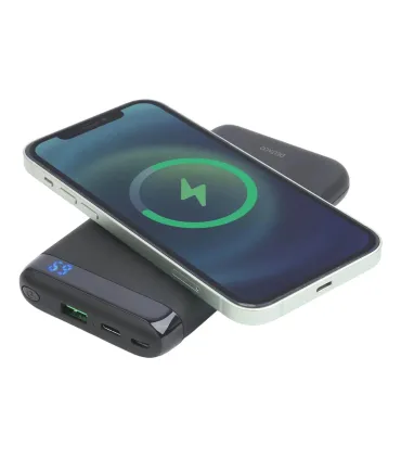 Deltaco 10000mAh 20W USB-C PD Strømbank, Magnetisk Trådløs lading, LED-prosent, Svart