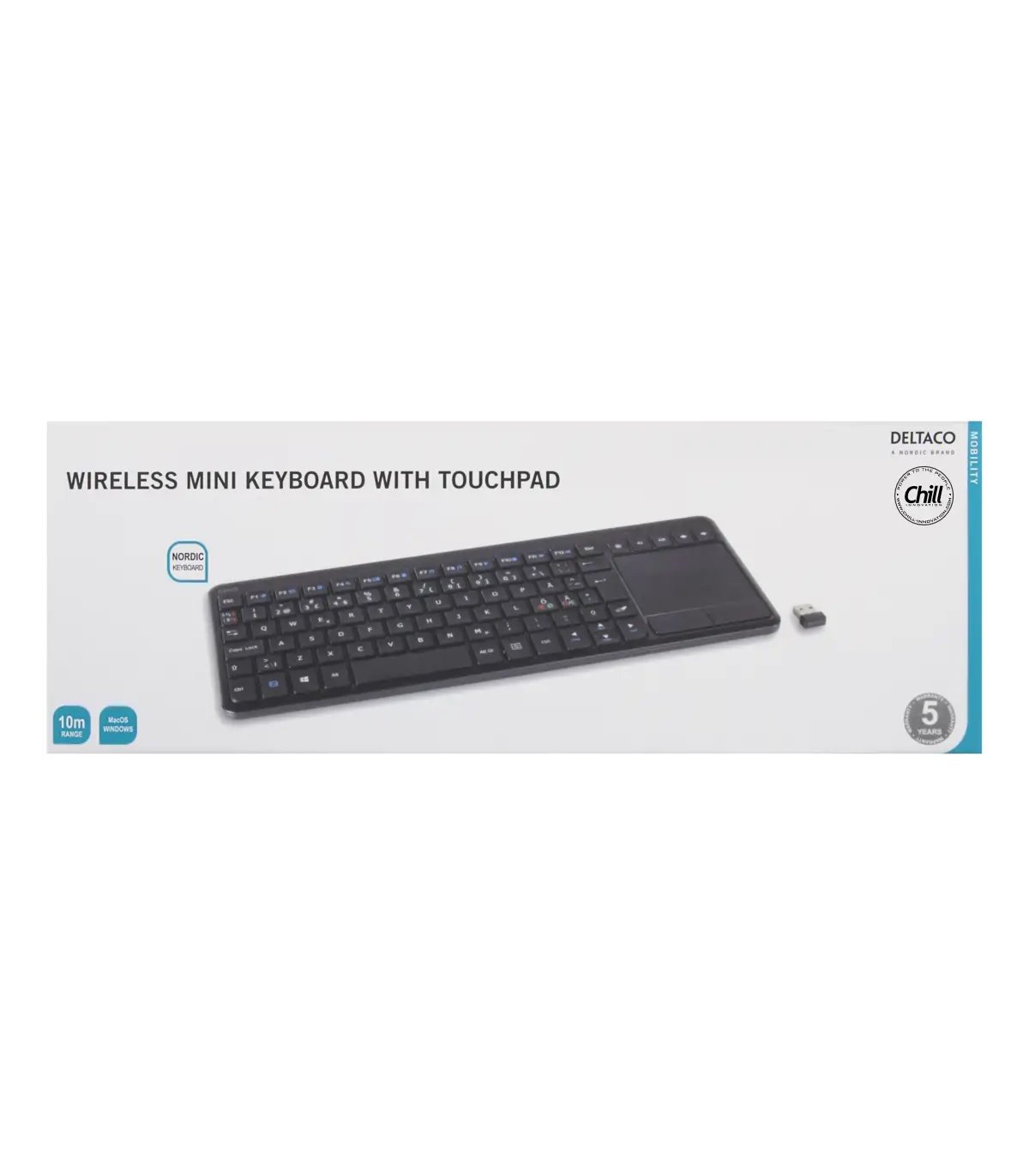 Deltaco Trådløst Mini Keyboard med pekeplate (Norsk)