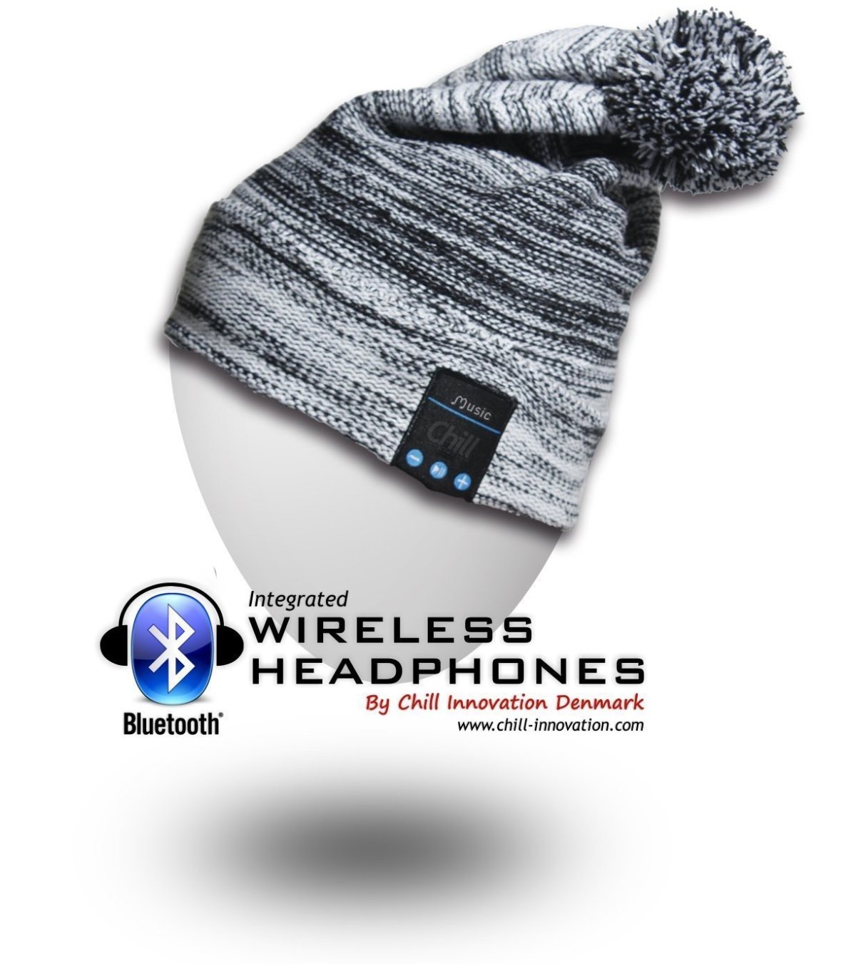 Chill trådlös Bluetooth hörlurar mössa, svart / vit