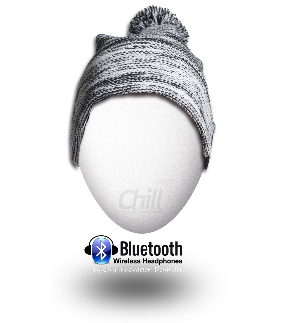 Chill trådlös Bluetooth hörlurar mössa, svart / vit