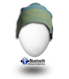 Chill Wireless Bluetooth Headphone Beanie with Fleece. Green / Blue