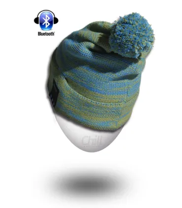 Chill Wireless Bluetooth Headphone Beanie with Fleece. Green / Blue