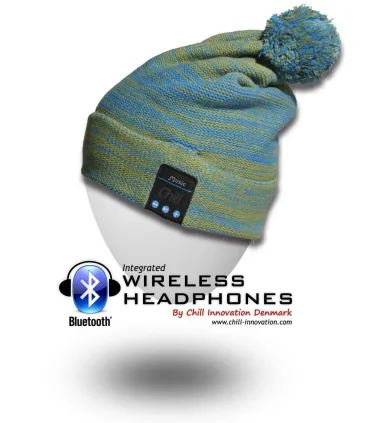 Chill Wireless Bluetooth Headphone Beanie with Fleece. Green / Blue