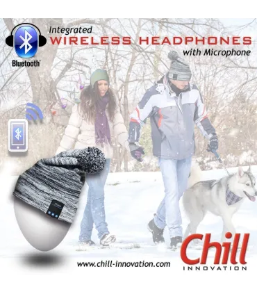 Chill trådlös Bluetooth hörlurar mössa, svart / vit