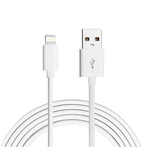 Lightning USB kabel til Apple iPhone / iPad / iPod, hvid gummi (TPE)