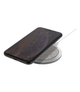 Deltaco 10W Wireless Charger, Qi Fast Charge, grey textile