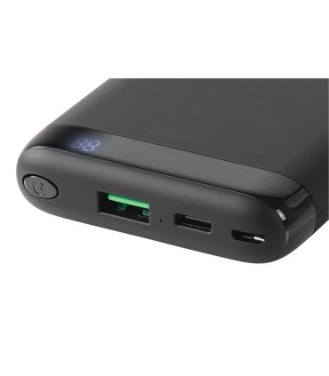 Deltaco 10000mAh USB-C PD PowerBank, Wireless Qi Charging, LED Display, Black