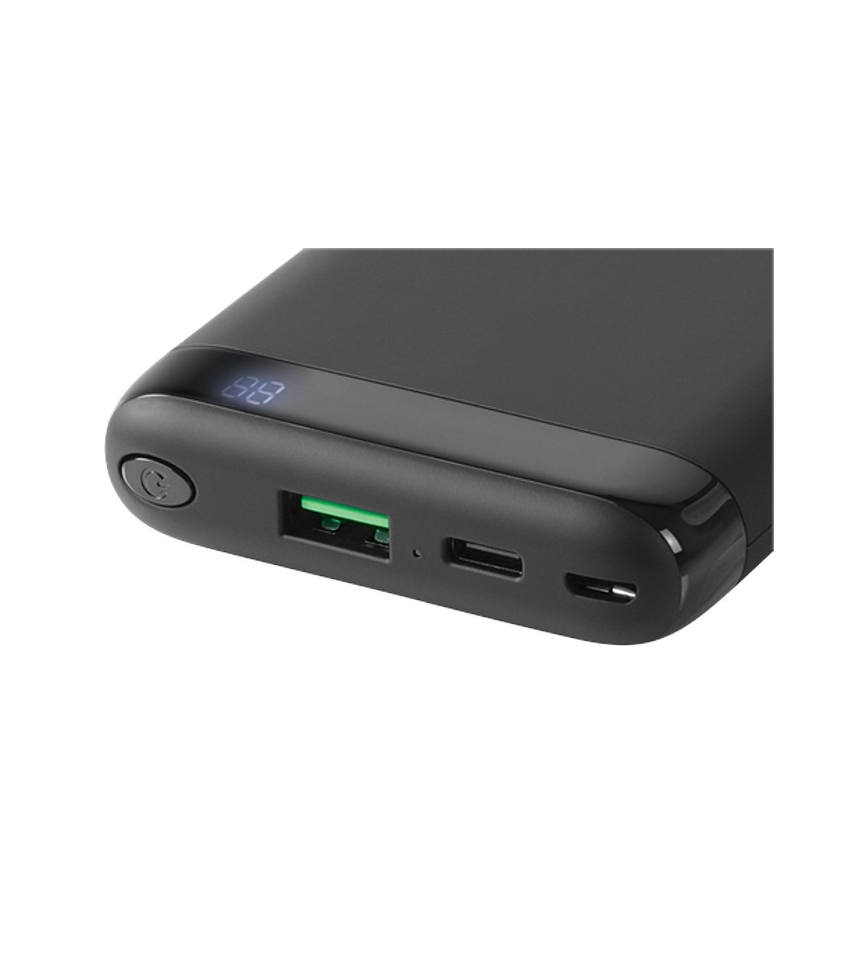 Deltaco 10000mAh USB-C PD PowerBank, Qi Charging, LED Display, Black