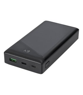 Deltaco 20000mAh USB-C PD PowerBank, LED Display, Black