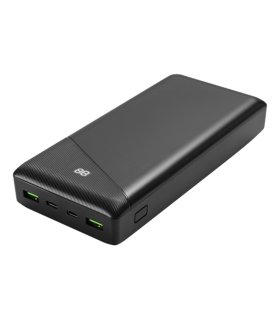 Deltaco 30000mAh USB-C PD PowerBank, LED Display, Black
