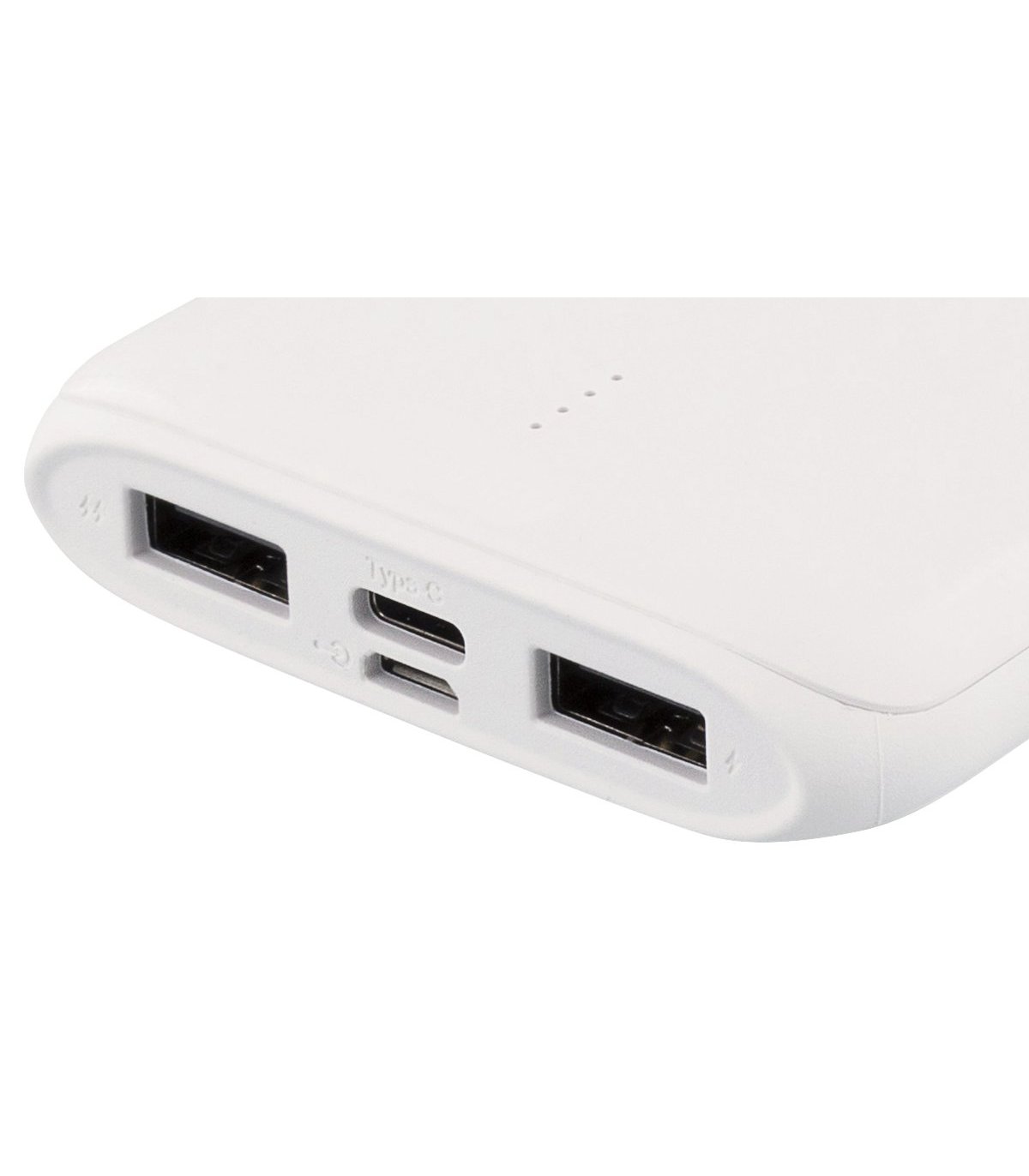 Deltaco 10000mAh Dual USB PowerBank, USB-C port, white