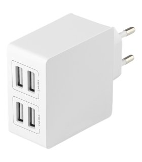 4-port USB lader / strømforsyning, 5V/4.8A (24W), Smart-IQ, Norsk plugg
