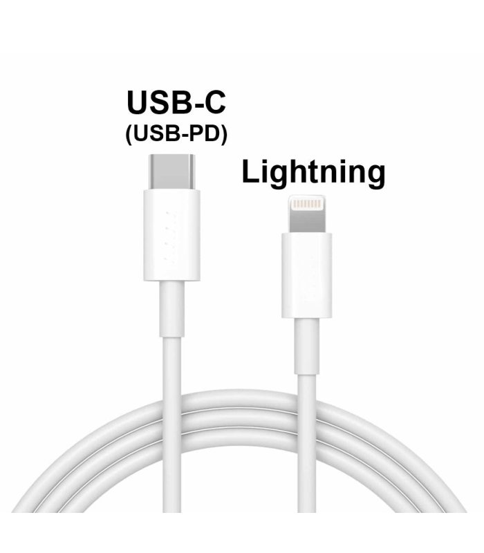 USB-C til Lightning USB-PD kabel til iPhone / iPad Hvid Gummi - 200 cm (20W USB-PD)