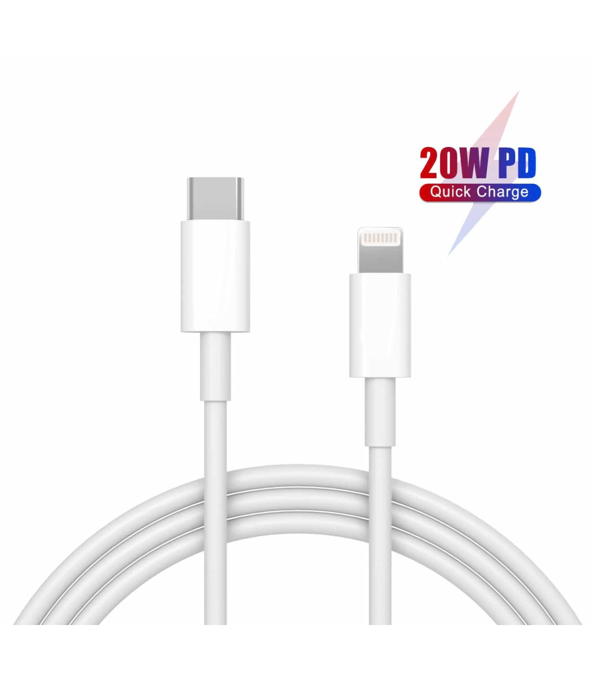 Billige USB-C til Lightning kabler til Apple iPhone/iPad/iPod (USB-PD) Farve / længde Hvid Gummi - 100 (20W USB-PD)
