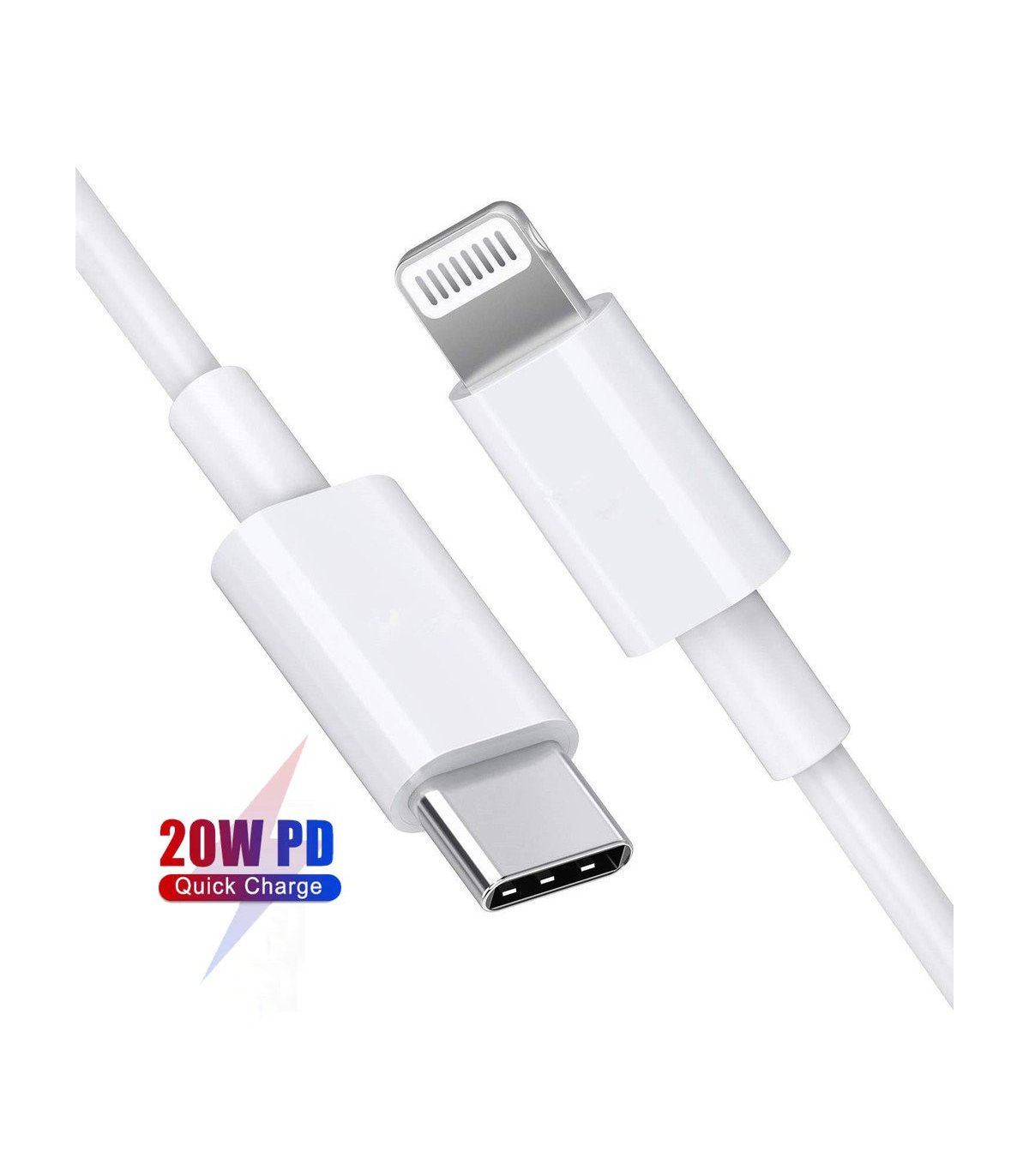 USB-C to Apple Lightning cables (USB-PD) Length / Color White Rubber - 100  cm (20W USB-PD)