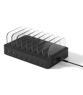 Chill Deltaco 8-port USB-A & USB-C PD Ladestation, 75W, Smart-IQ, EU/DK stik