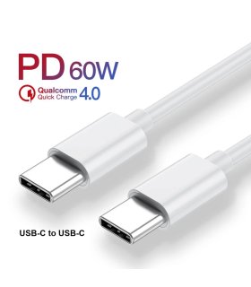 USB-C til USB-C kabel med 60W USB-PD support (USB Power Delivery)