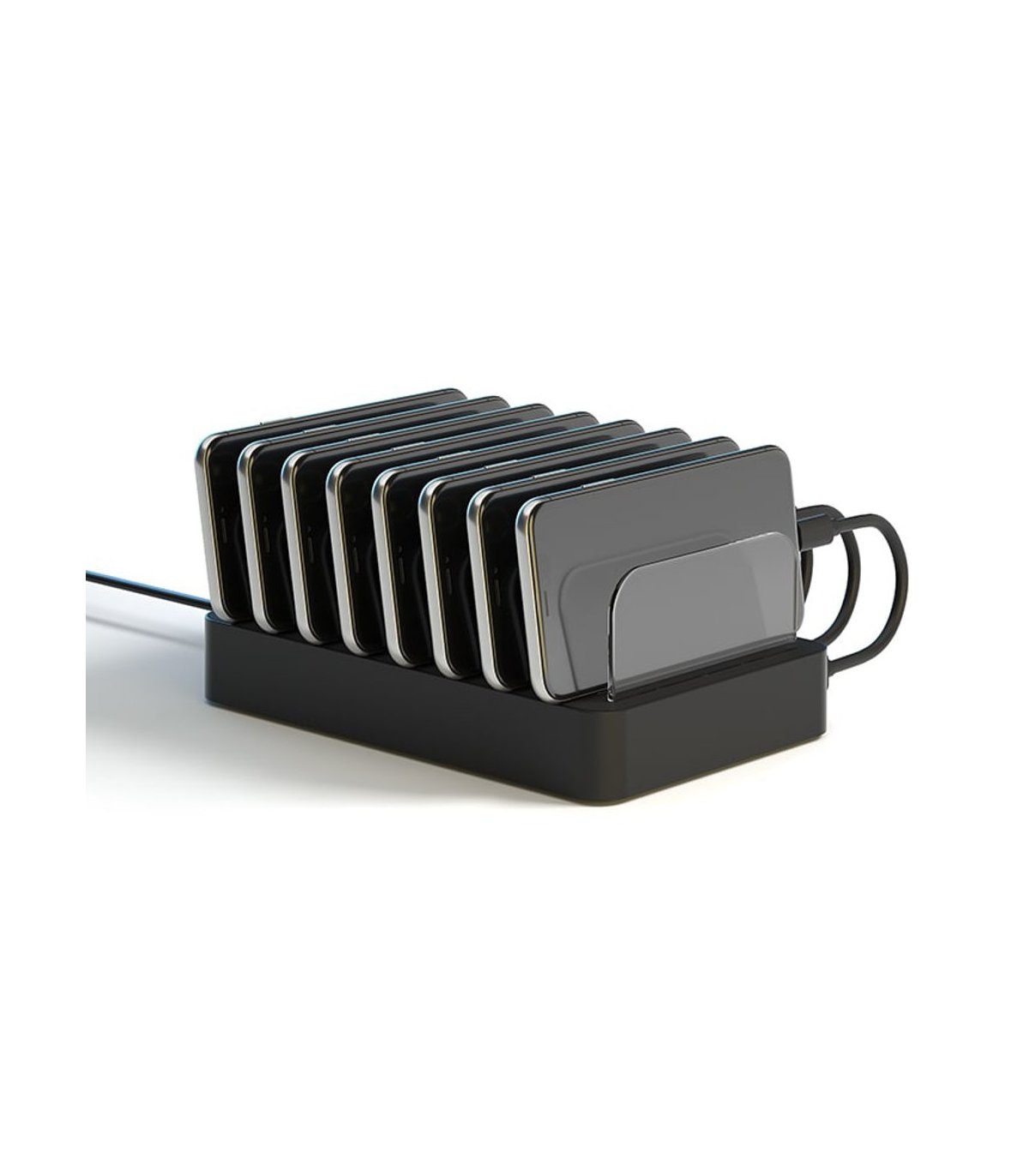 75W 8-port USB-A & USB-C PD Ladestation, EU/DK stik, sort