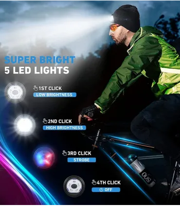Chill trådløs Bluetooth Hodetelefon Lue med med LED-lykt, Svart