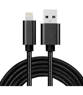Lightning USB kabel til Apple iPhone / iPad / iPod, sort vævet tekstil