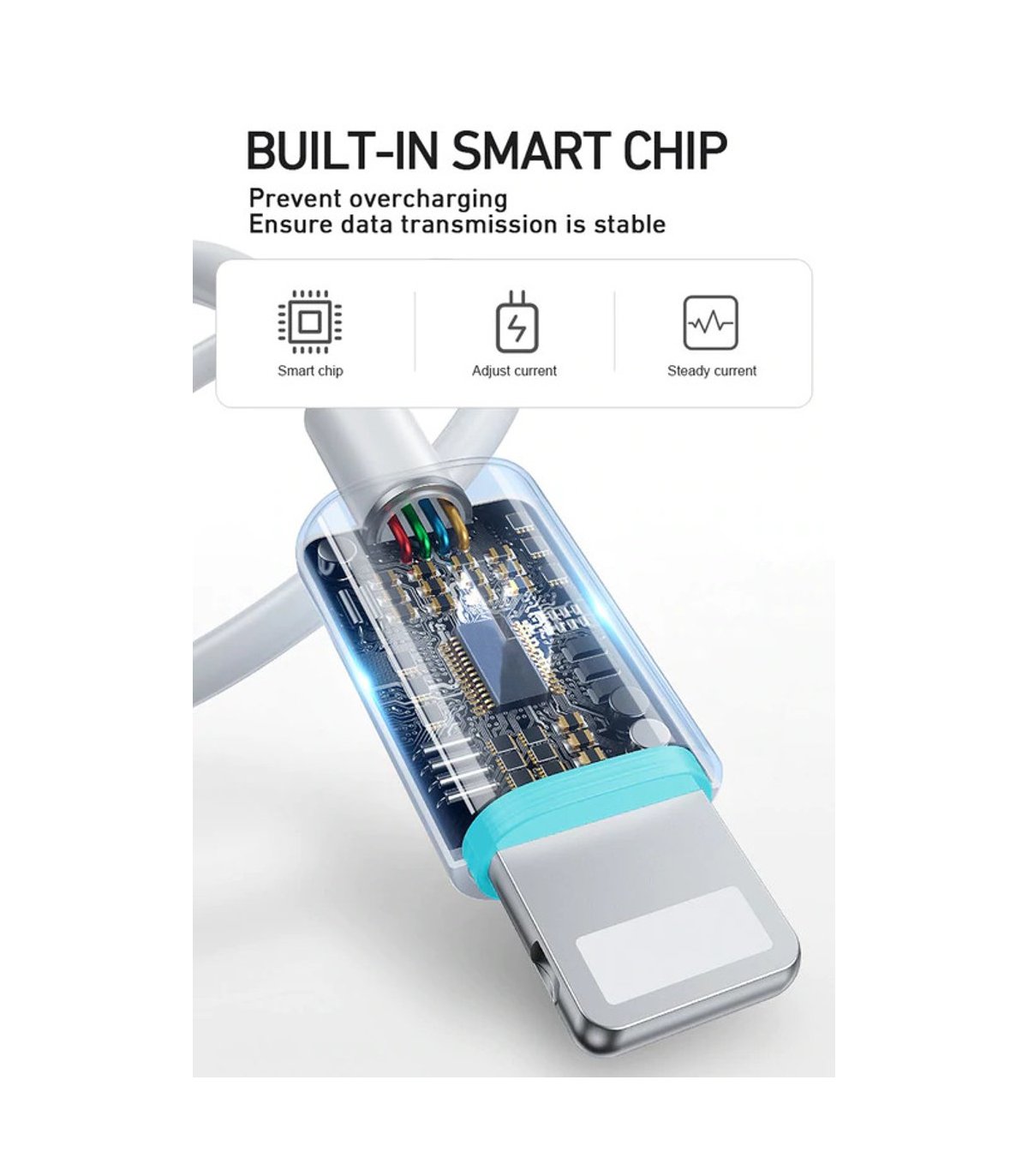 Lightning USB cable for Apple iPhone / iPad / iPod etc. - Smart Chip
